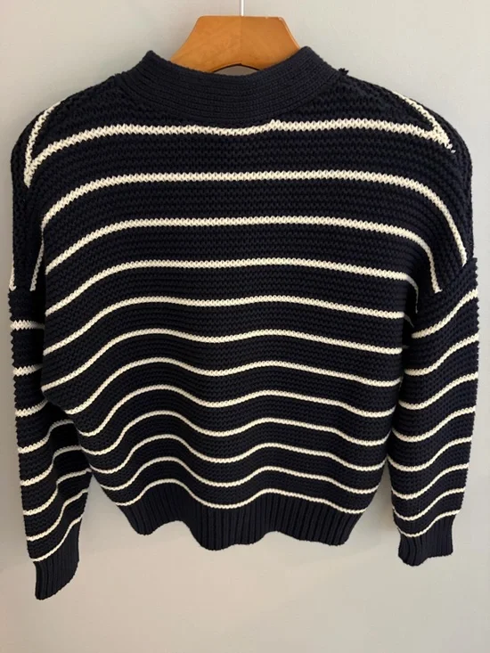 Alex Mill Nico cardigan Navy & White Striped Button-Front Sweater - Picture 3 of 3